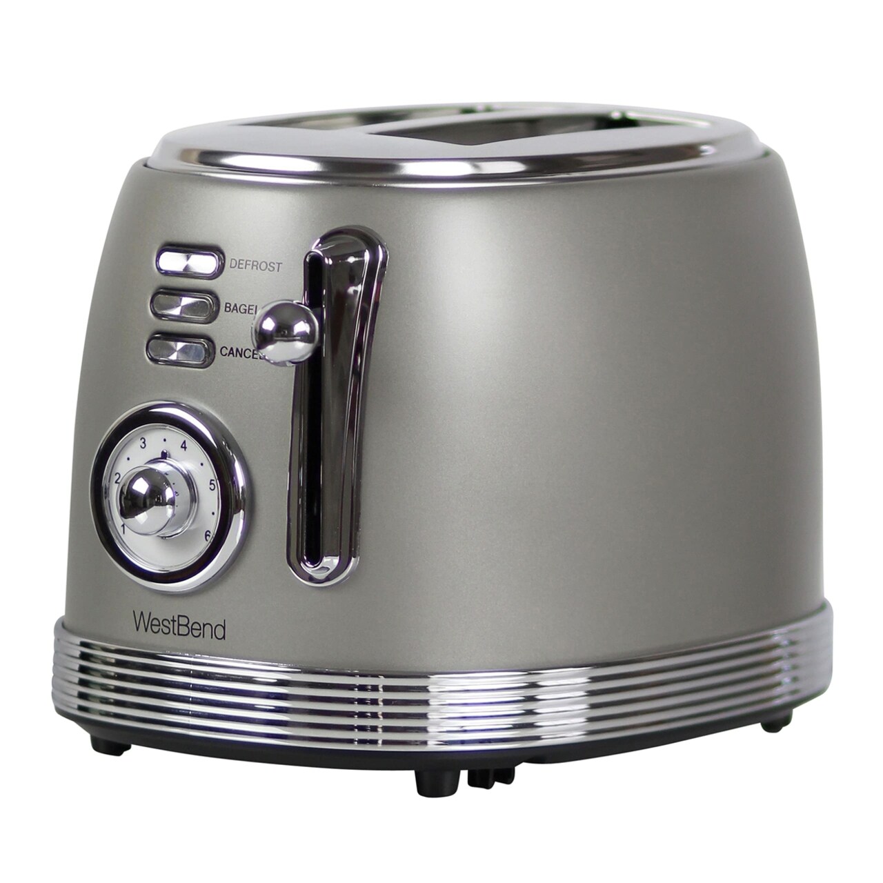 West Bend Toaster 2 Slice Retro-Styled Stainless Steel with 4 Functions, 850-Watts, Gray